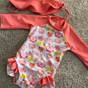 Floral Long Sleeve Baby Swim Set